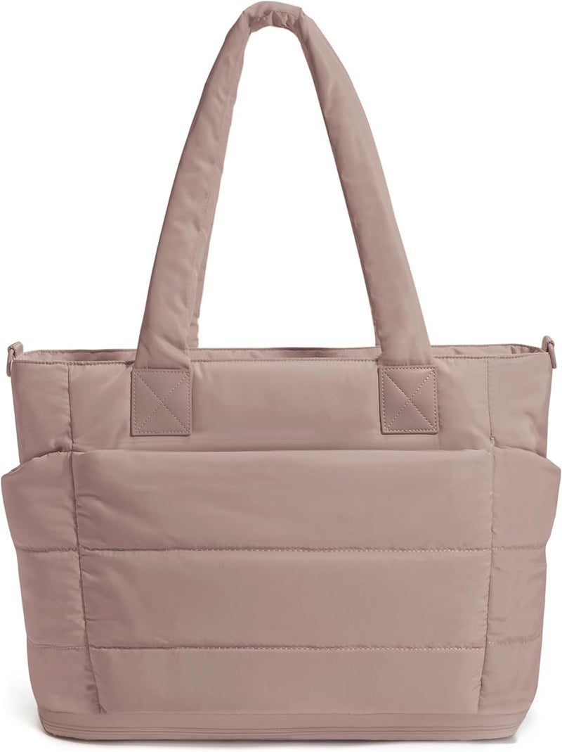 GASSDA Tote Bag for Women Puffer Tote Bag Large Nurse Bags Shoulder Handbag with Zipper for Work Travel - Image 1